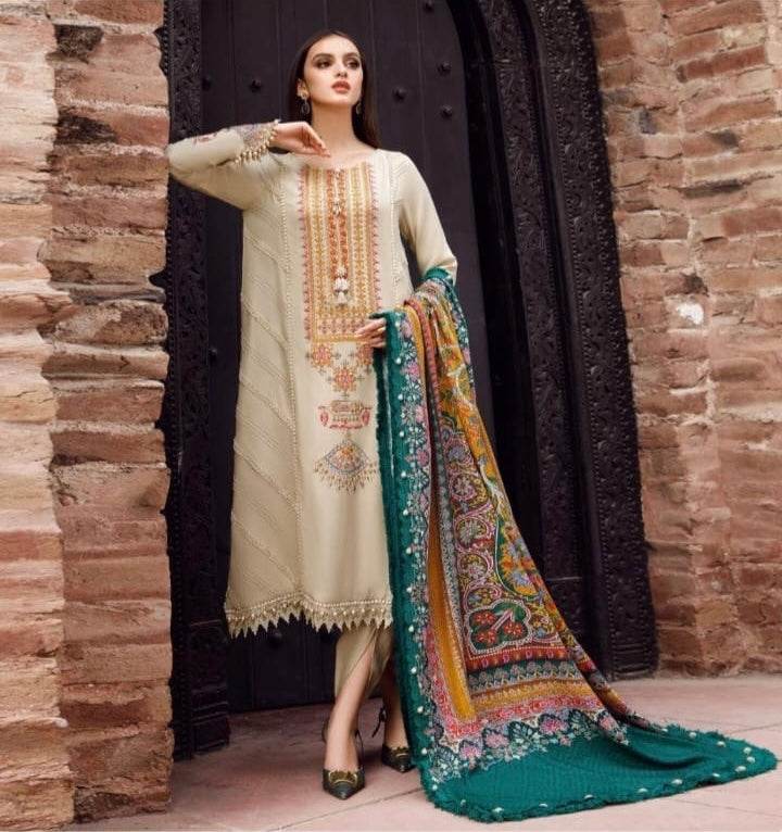 MARIA.B DHANAK UNSTITCHED EMB 3PC - City Cloth House