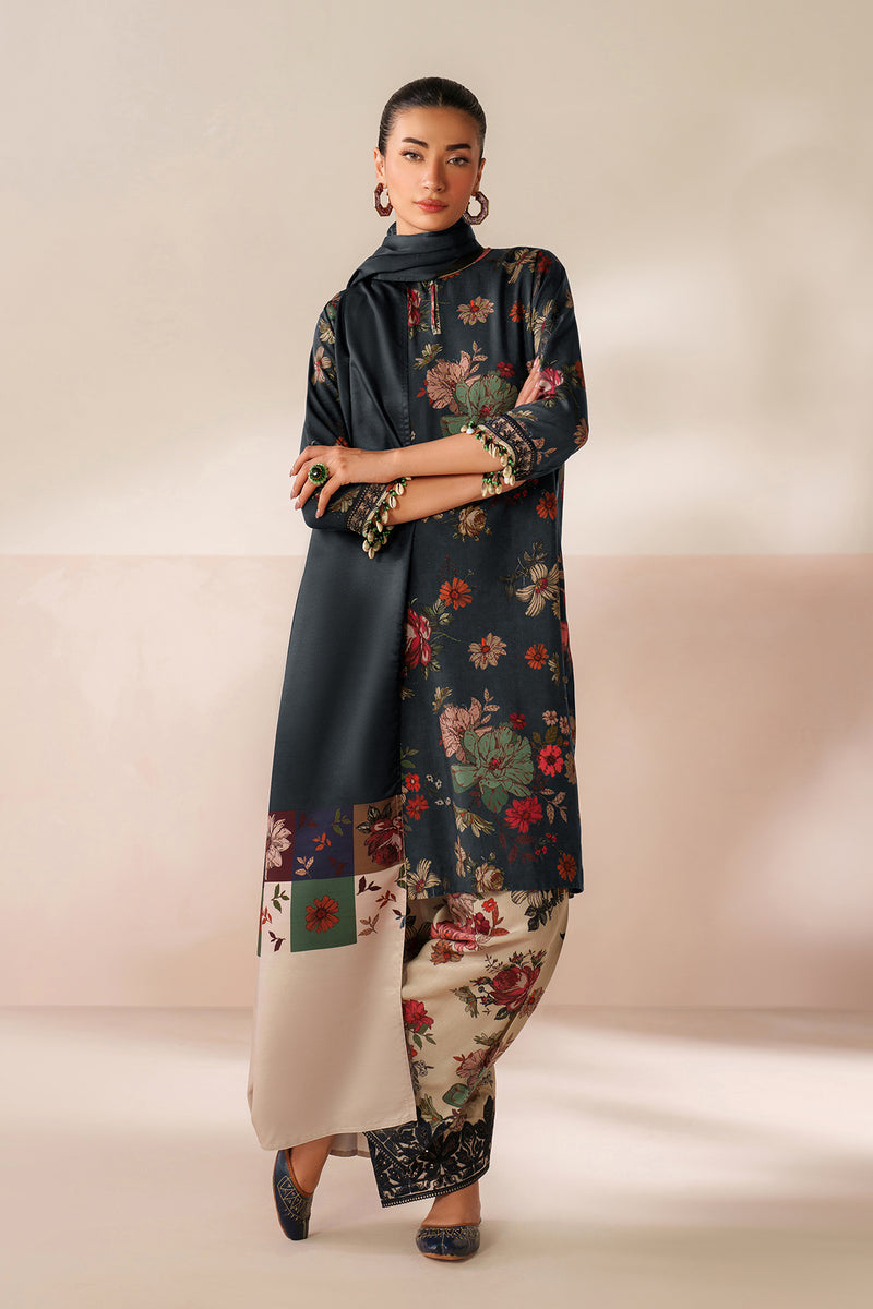 BAROQUE LINEN PRINTED UNSTICHED 3PC