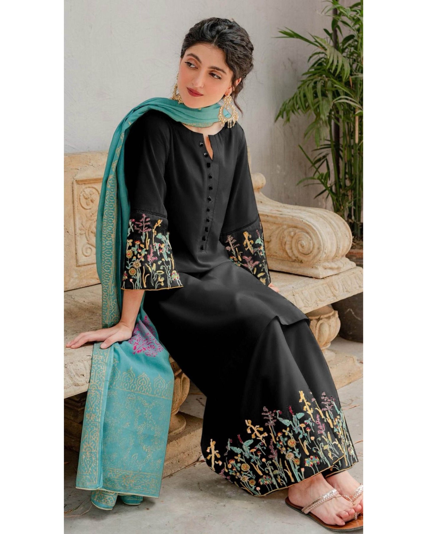 ASLING DHANAK UNSTITCHED EMB 3PC - City Cloth House