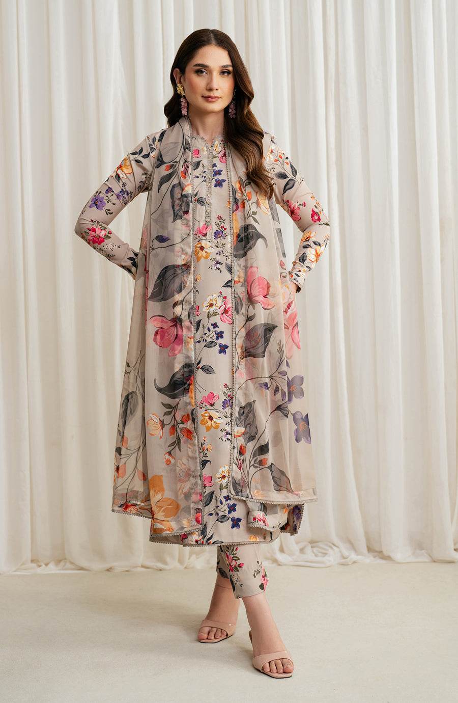 BAROQUE LAWN PRINTED UNSTICH 3PC - City Cloth House
