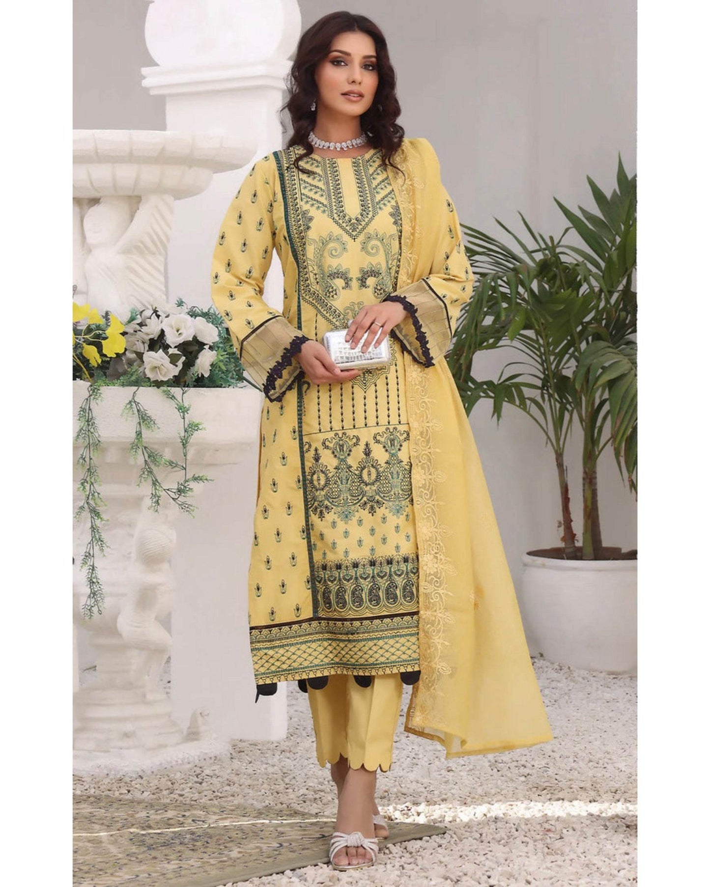 AGHA NOOR LAWN LUXURY UNSTITCH EMB 3PC - City Cloth House