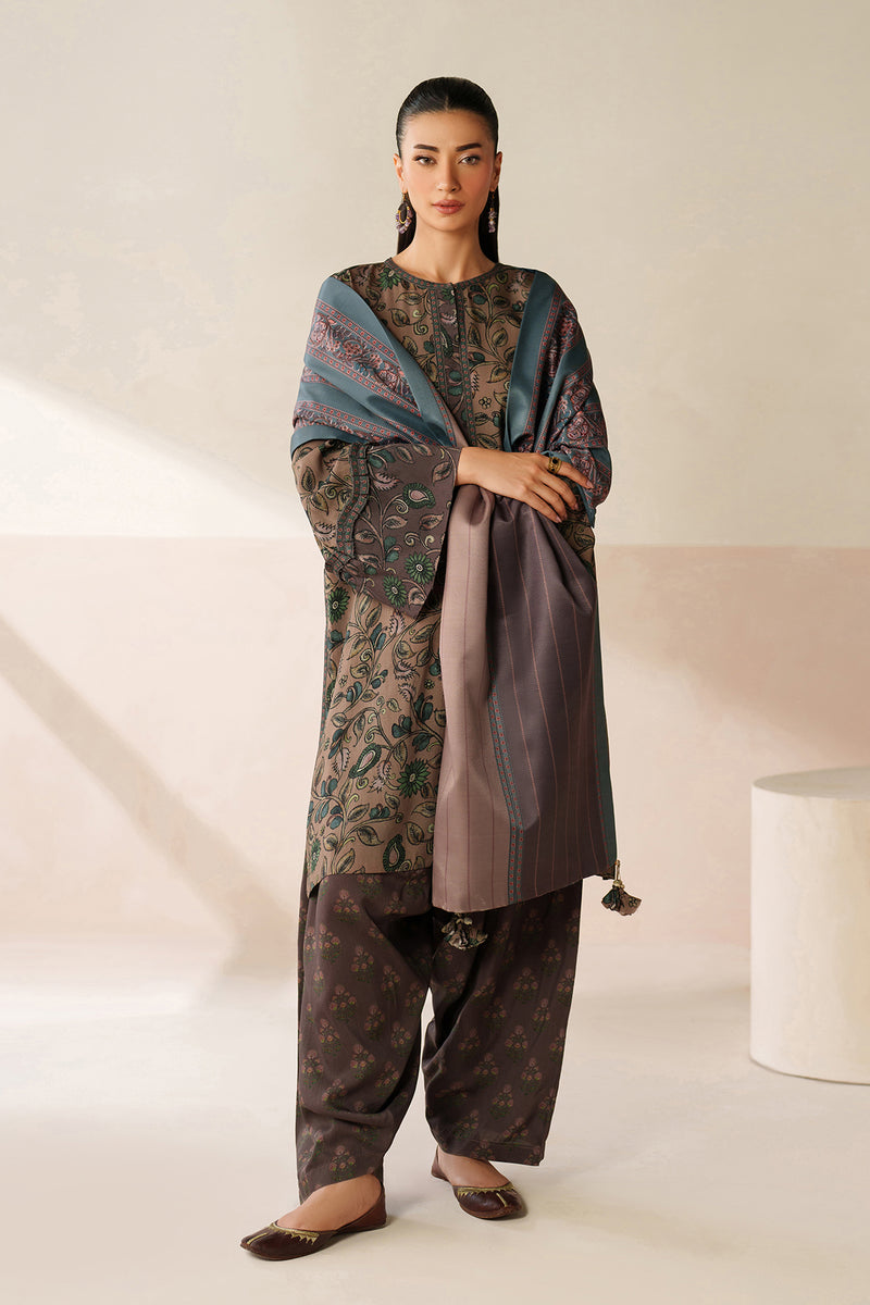 BAROQUE LINEN PRINTED UNSTICHED 3PC