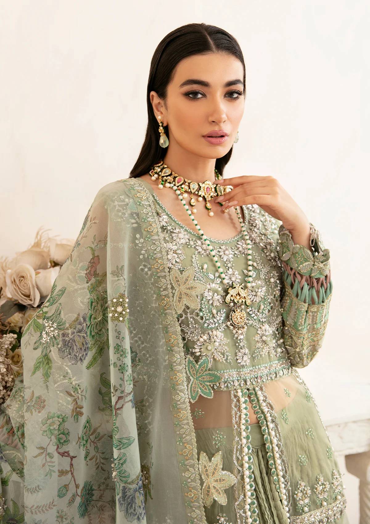 ELAF ORGANZA UNSTITCHED EMB SUIT