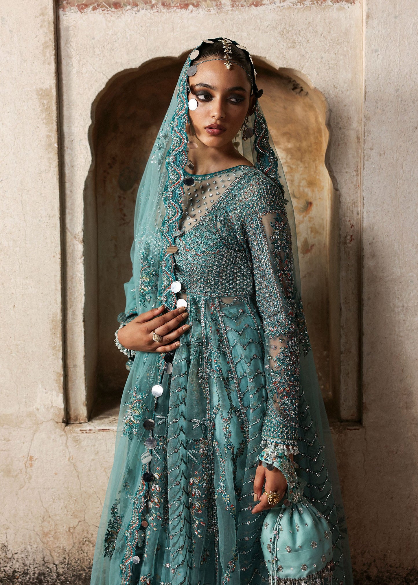 HUSSAIN REHAR ORGANZA UNSTITCHED EMB NAGMA MAXI