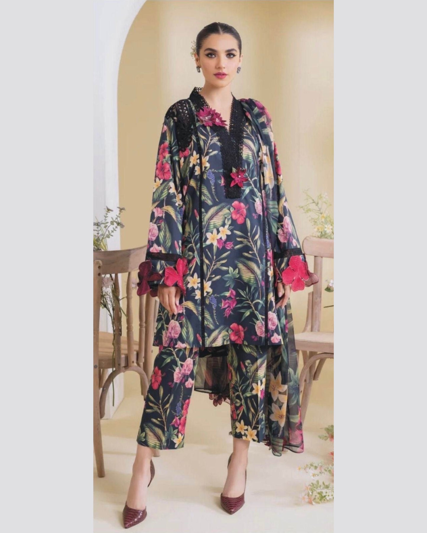 IZNIK KARANDI UNSTITCHED PRINTED 3PC