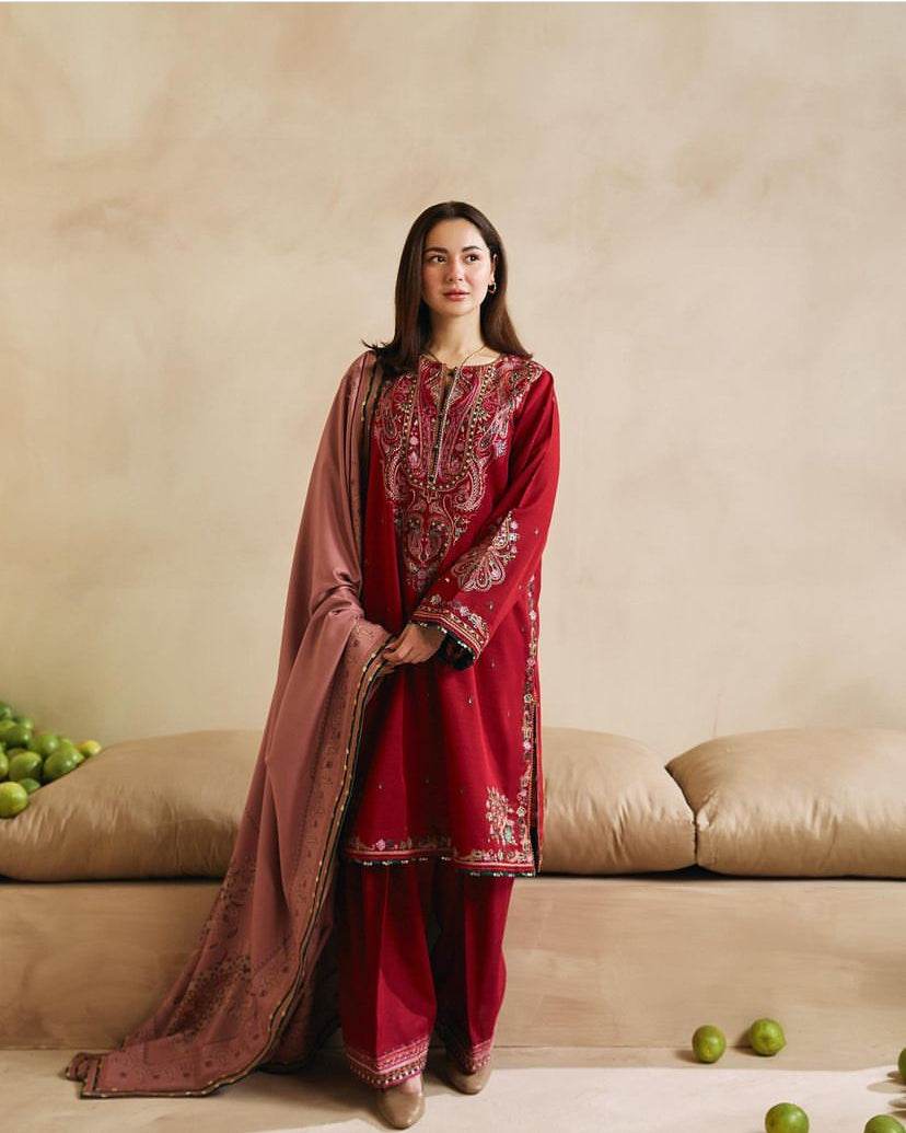 ZARA SHAHJAHAN KARANDI UNSTITCHED EMB 3PC - City Cloth House