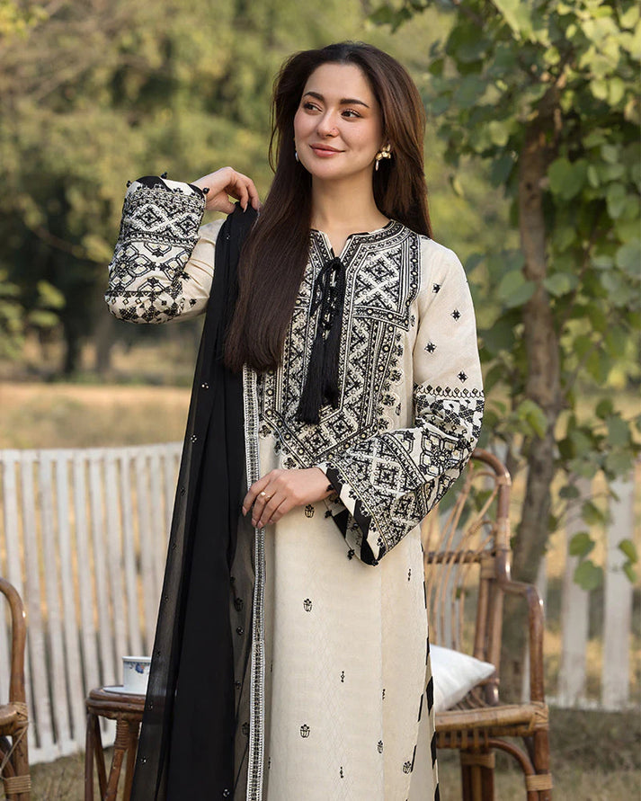 QALAMKAR DHANAK UNSTITCHED EMB 3PC