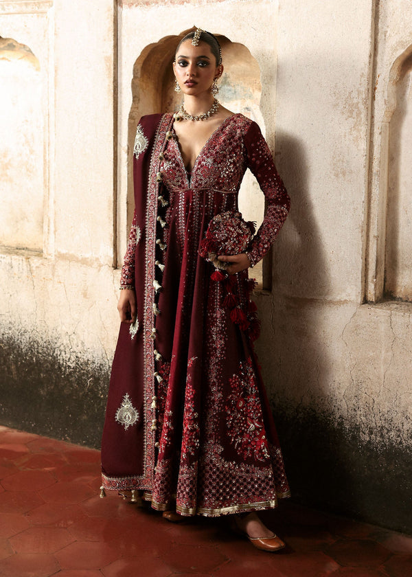 HUSSAIN REHAR RAW SILK UNSTITCHED EMB SUIT GULNAR