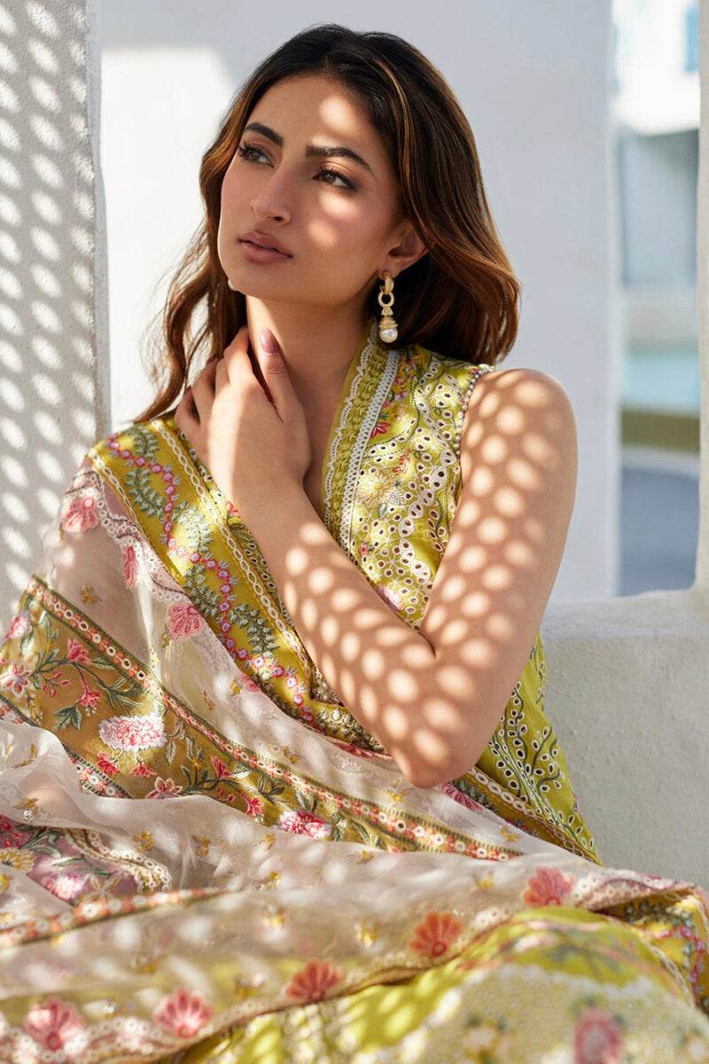 FAIZA SAQLAIN LAWN UNSTITCH EMB 3PC ESTERA-NARGIS-B - City Cloth House