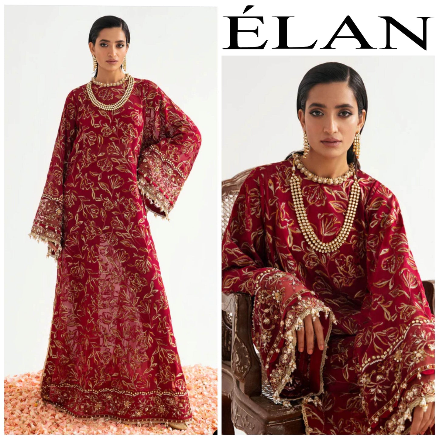 ELAN CHIFFON UNSTITCHED EMB SUIT - City Cloth House