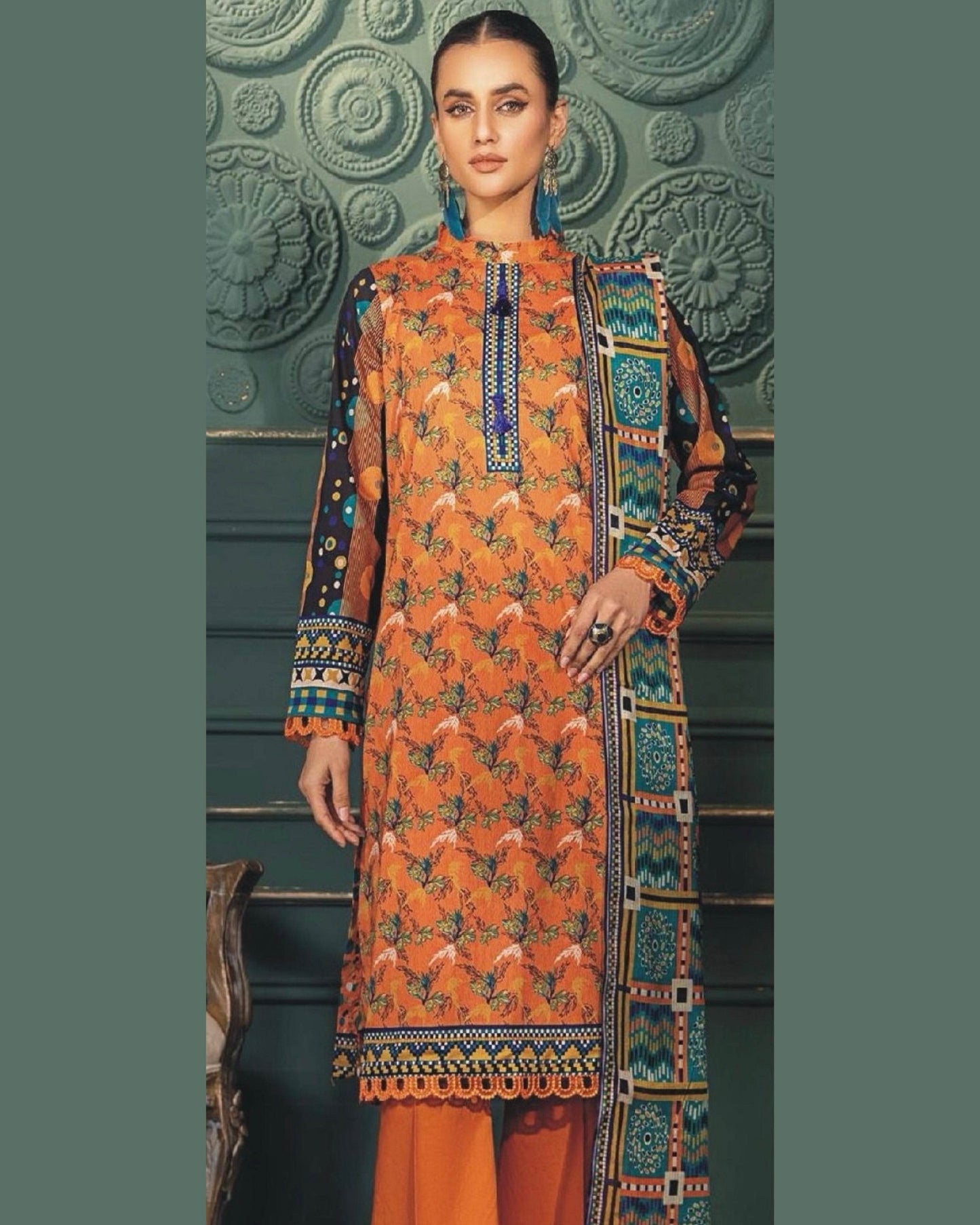 KHAADI LAWN PRINTED UNSTICH 3PC - City Cloth House
