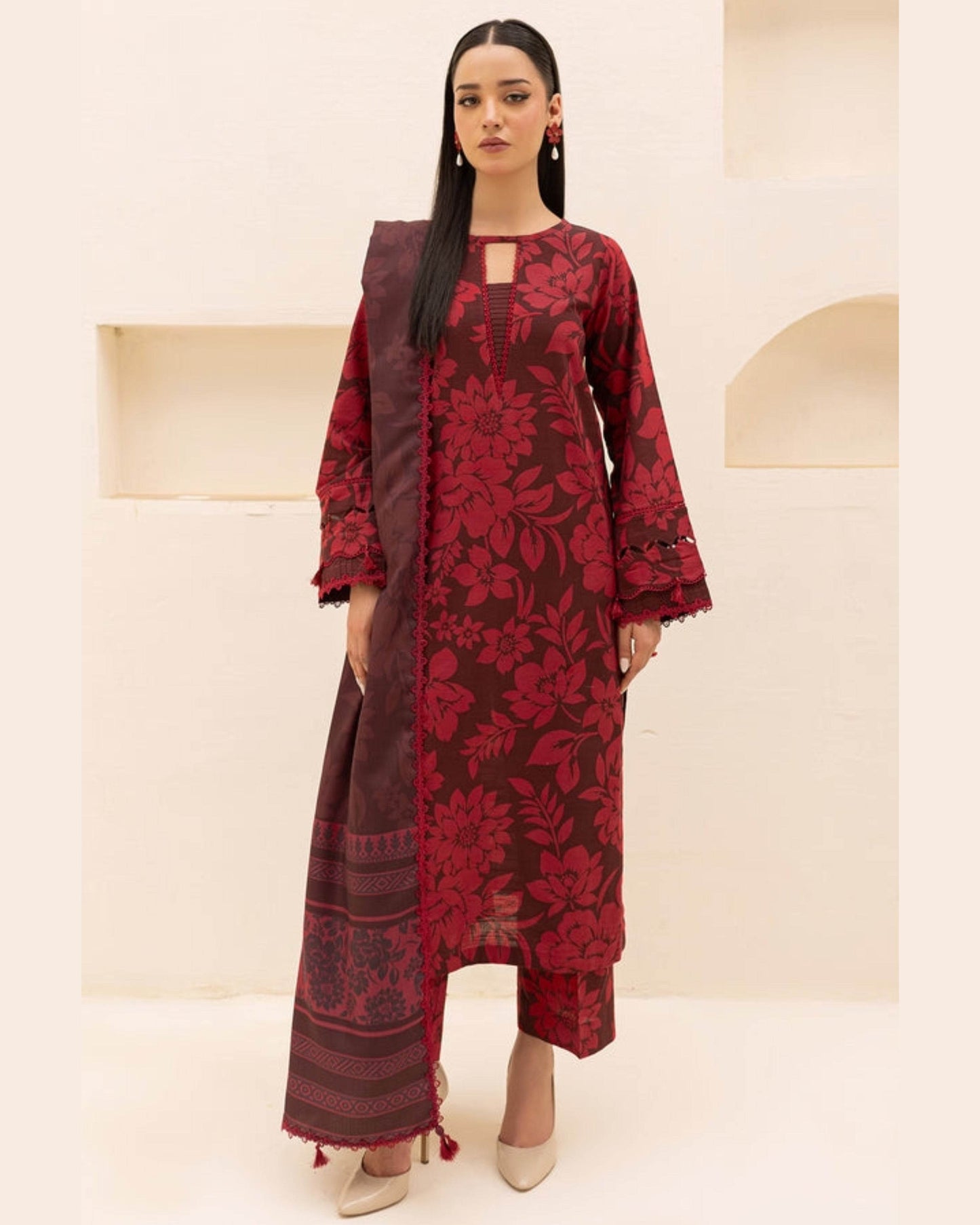 BAROQUE LAWN PRINTED UNSTICH 3PC - City Cloth House