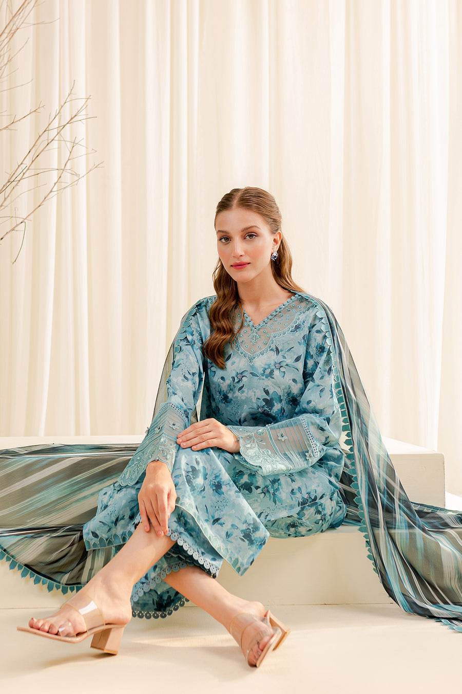 BAROQUE LAWN PRINTED UNSTICH 3PC - City Cloth House