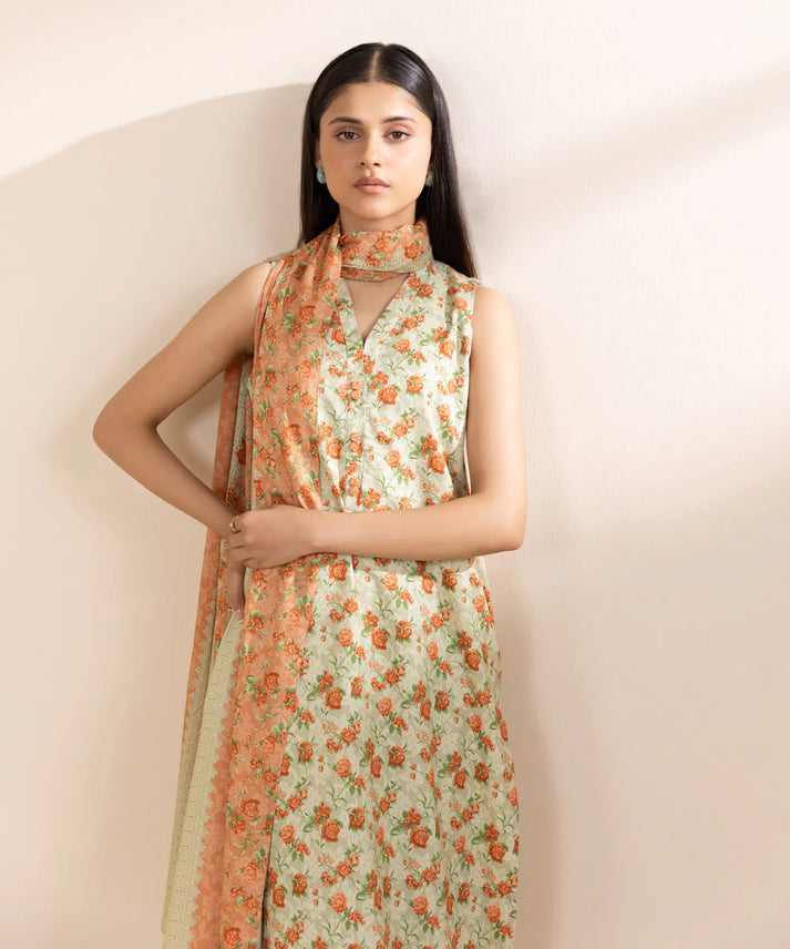 SAPPHIRE DHANAK PRINTED UNSTICHED 3PC