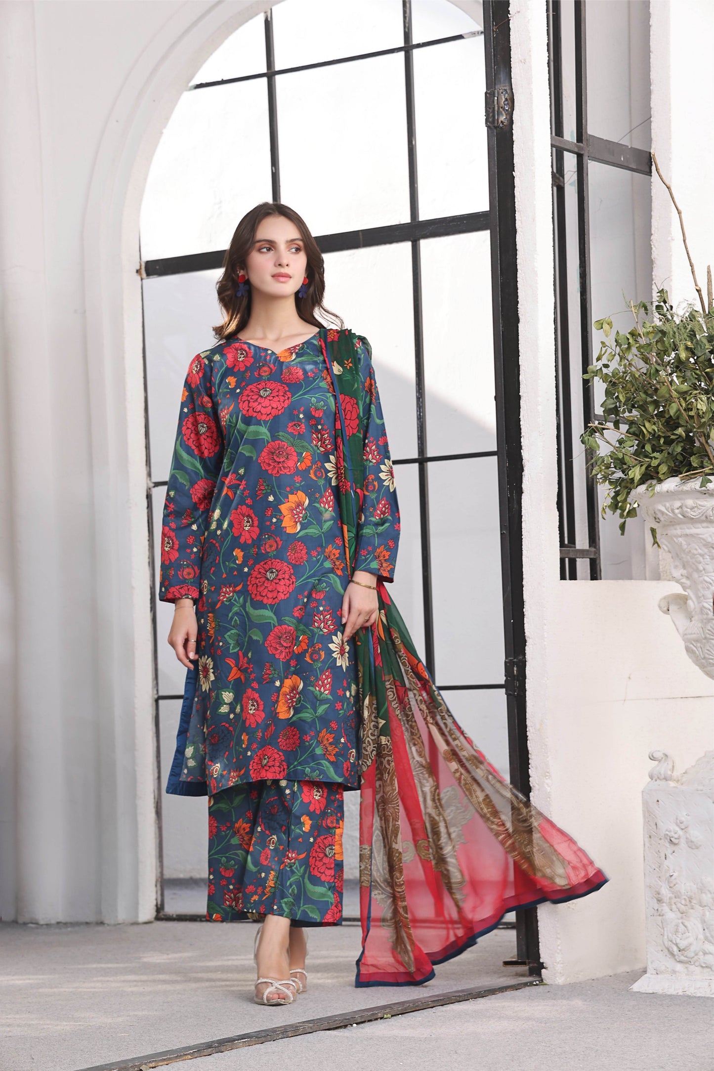 BAROQUE LAWN PRINTED UNSTICH 3PC - City Cloth House