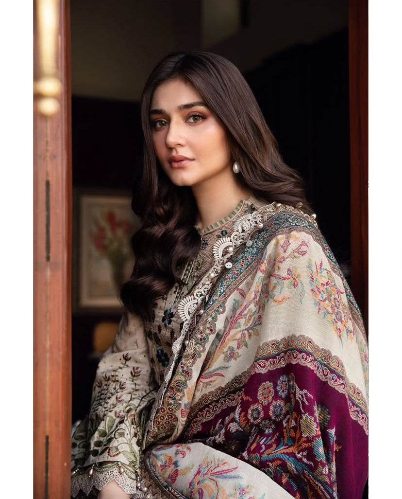 MARIA.B MARINA UNSTITCHED EMB 3PC - City Cloth House