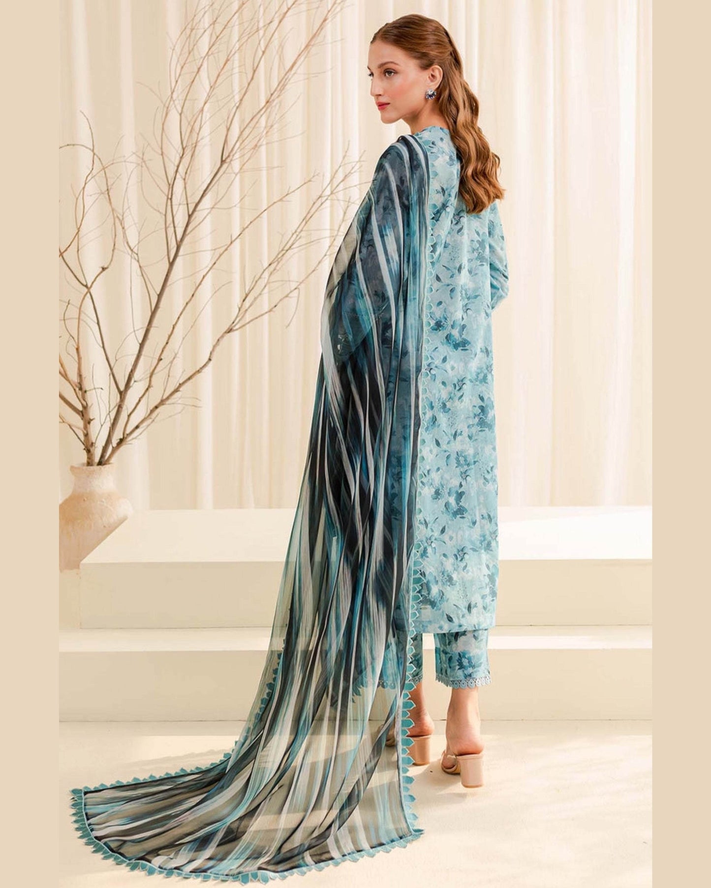 BAROQUE LAWN PRINTED UNSTICH 3PC - City Cloth House