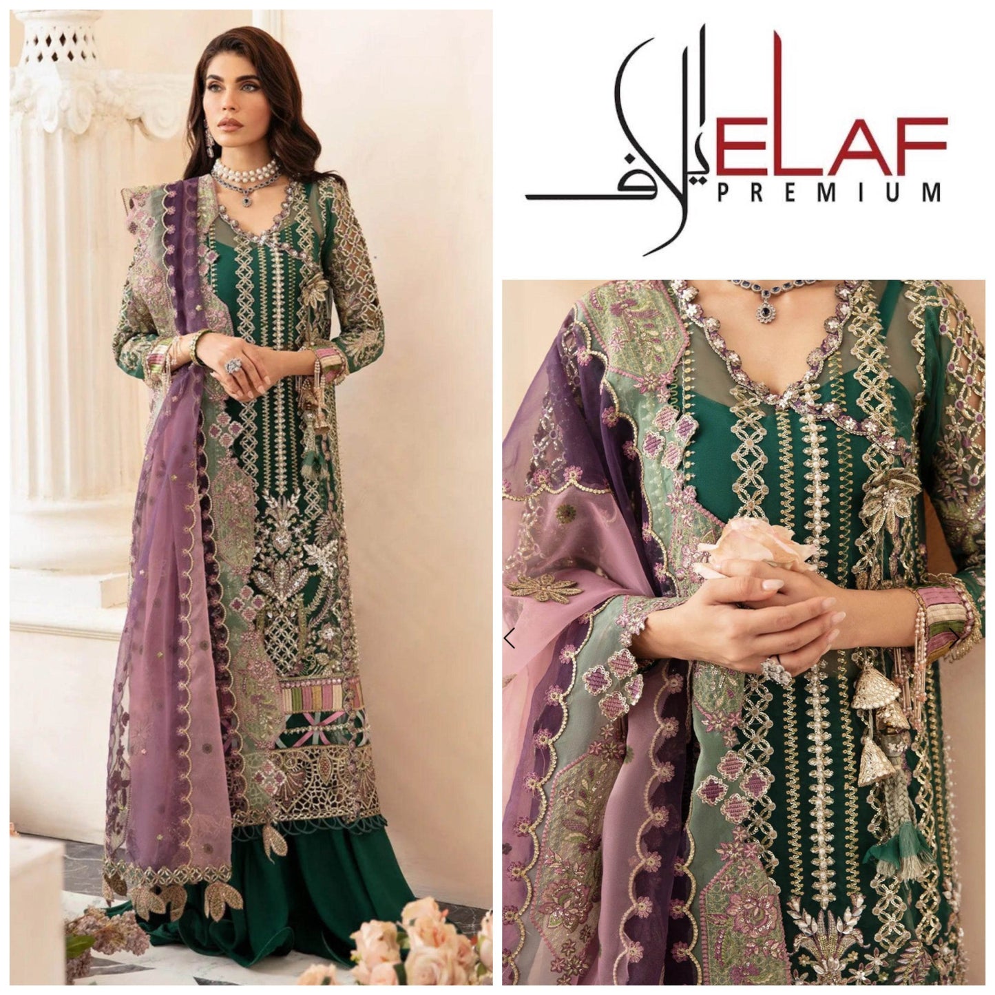 ELAF ORGANZA UNSTITCHED EMB SUIT - City Cloth House