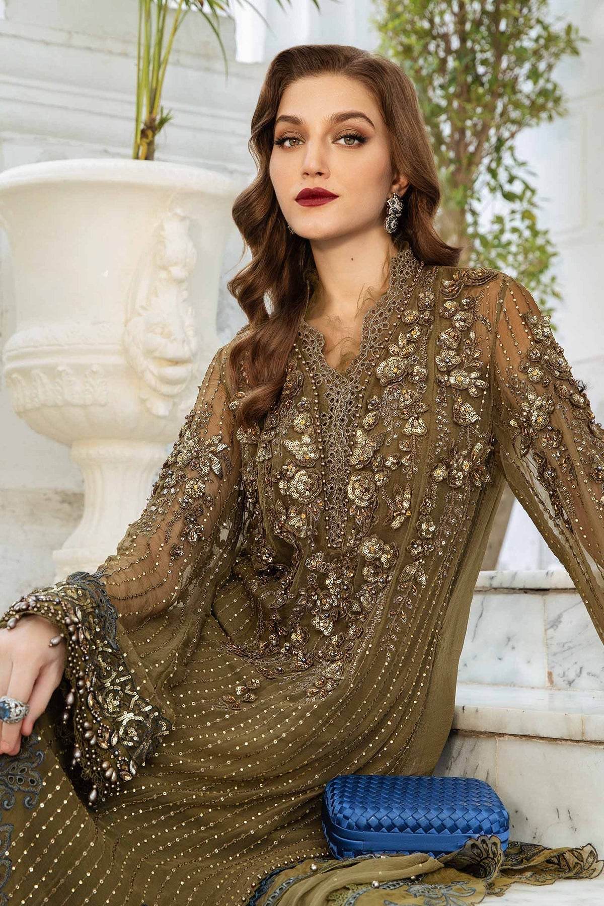 MARIA.B CHIFFON UNSTITCHED EMB SUIT - City Cloth House