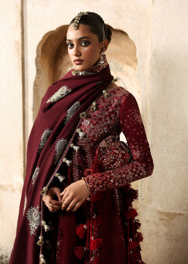 HUSSAIN REHAR RAW SILK UNSTITCHED EMB SUIT GULNAR