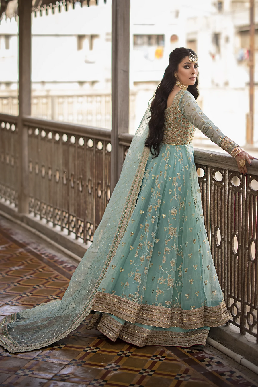 ERUM KHAN ORGANZA UNSTITCHED EMB MAXI