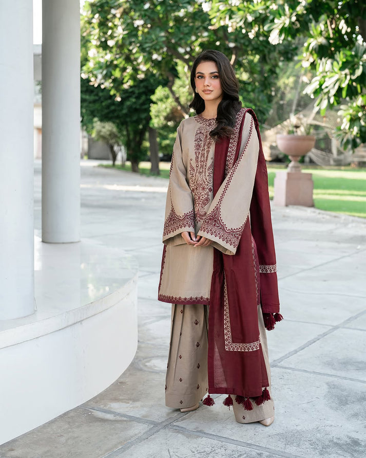 BAROQUE DHANAK LUXURY UNSTITCHED EMB 3PC