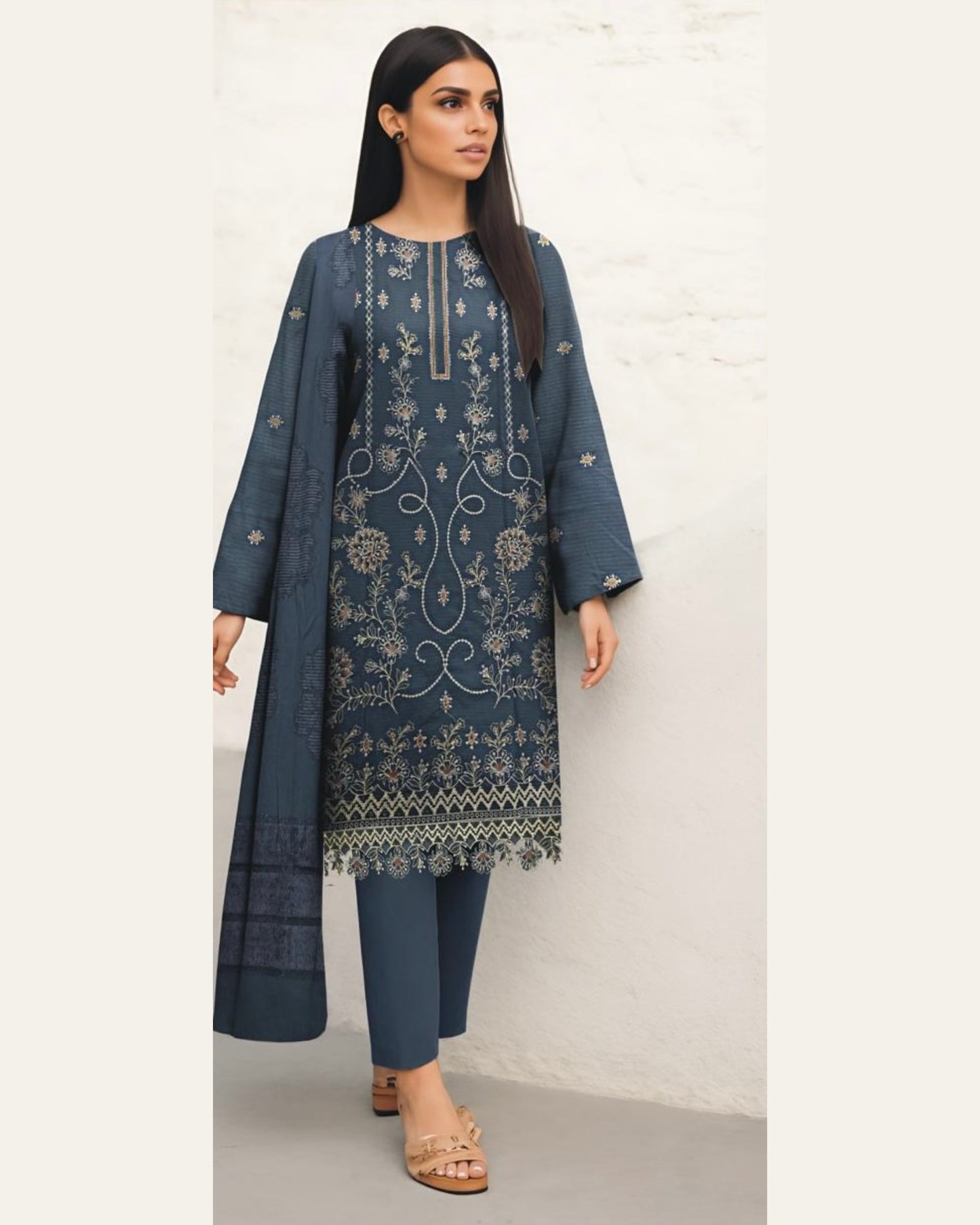 MIRAAL VOL#2 DHANAK UNSTITCHED EMB 3PC