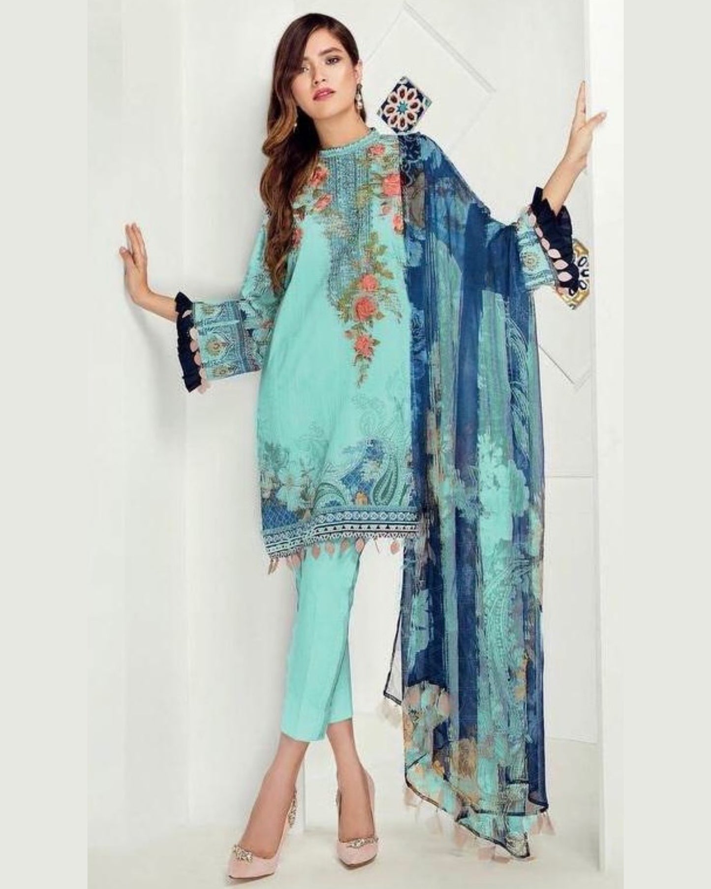 BAROQUE LINEN UNSTITCHED EMB 3PC