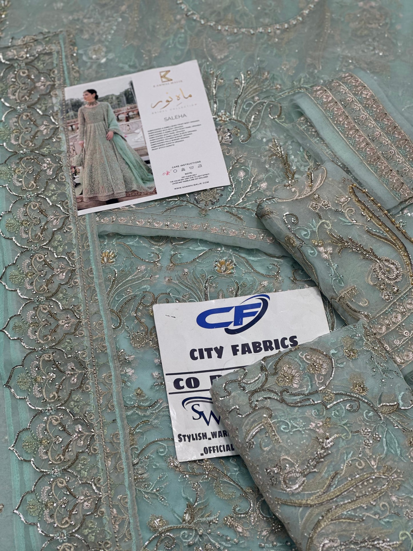 KANWAL MALIK NET UNSTITCHED EMB MAXI - City Cloth House
