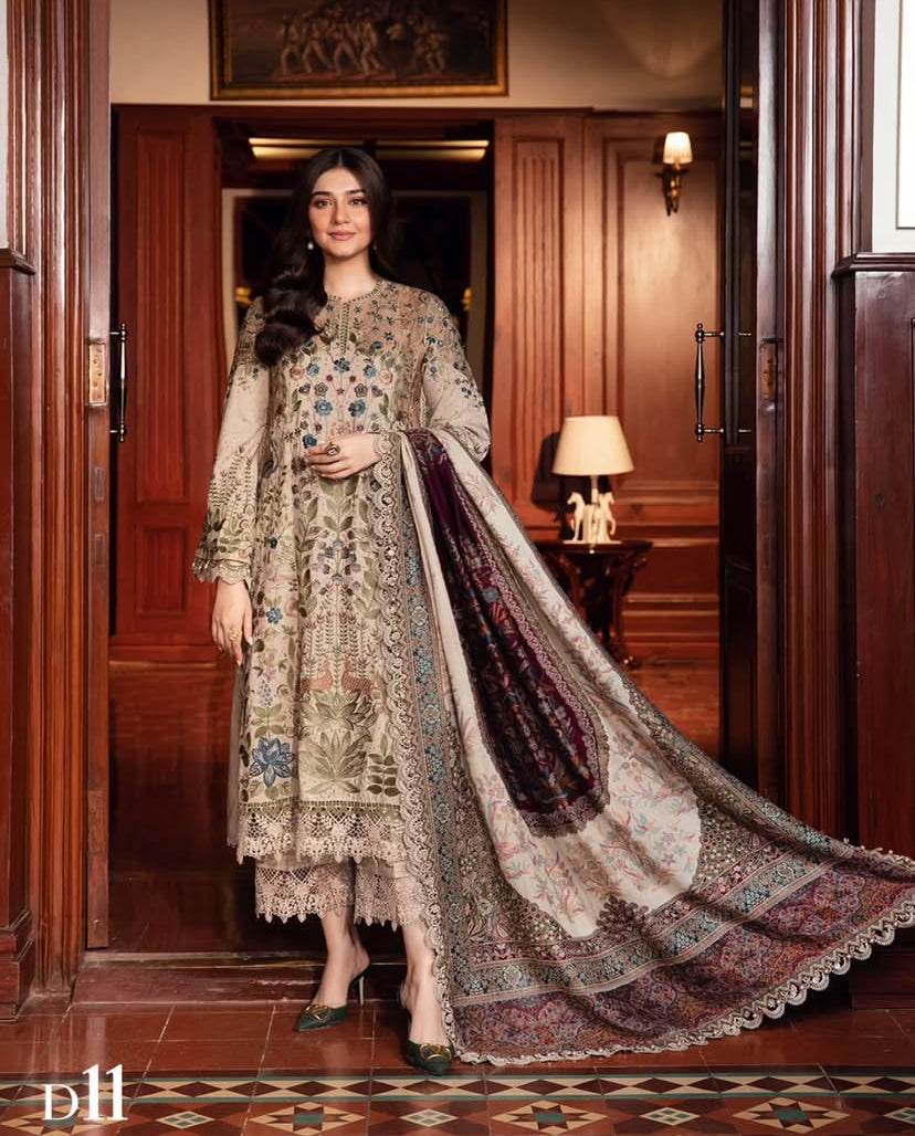 MARIA.B MARINA UNSTITCHED EMB 3PC - City Cloth House