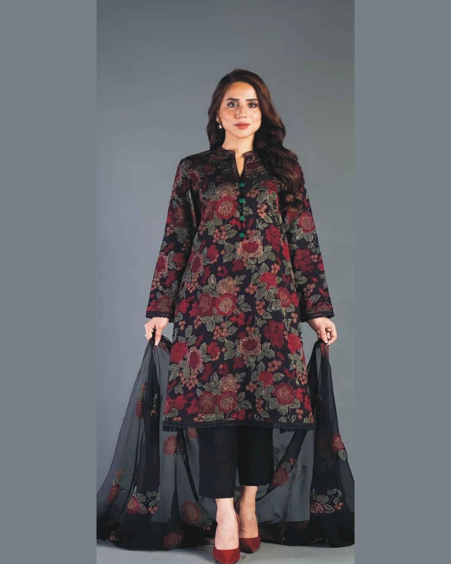 BAREEZE LINEN UNSTITCHED EMB 3PC