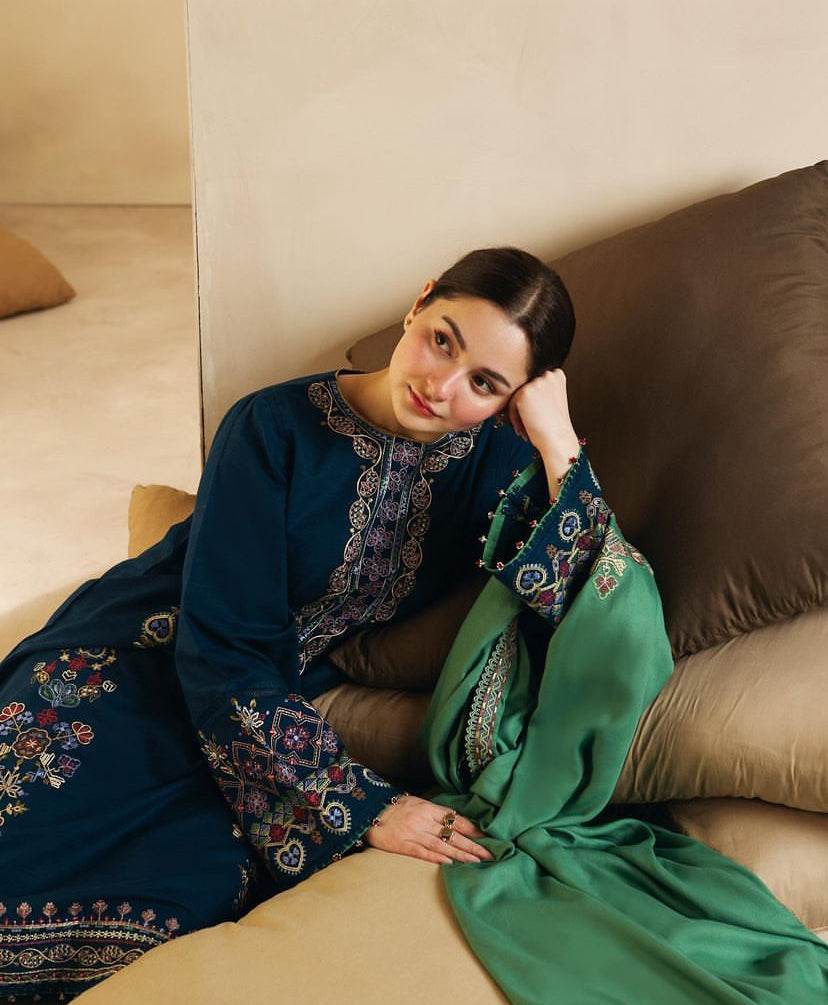ZARA SHAHJAHAN DHANAK UNSTITCHED EMB 3PC - City Cloth House