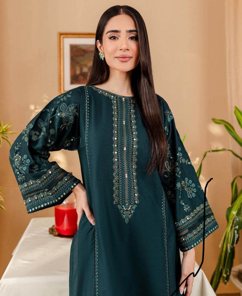 BATIK DHANAK UNSTITCHED EMB 2PC - City Cloth House