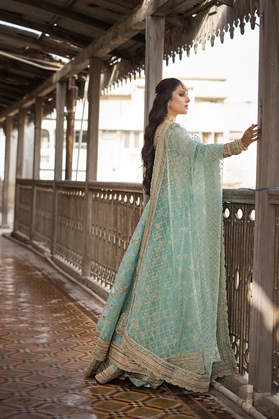 ERUM KHAN ORGANZA UNSTITCHED EMB MAXI