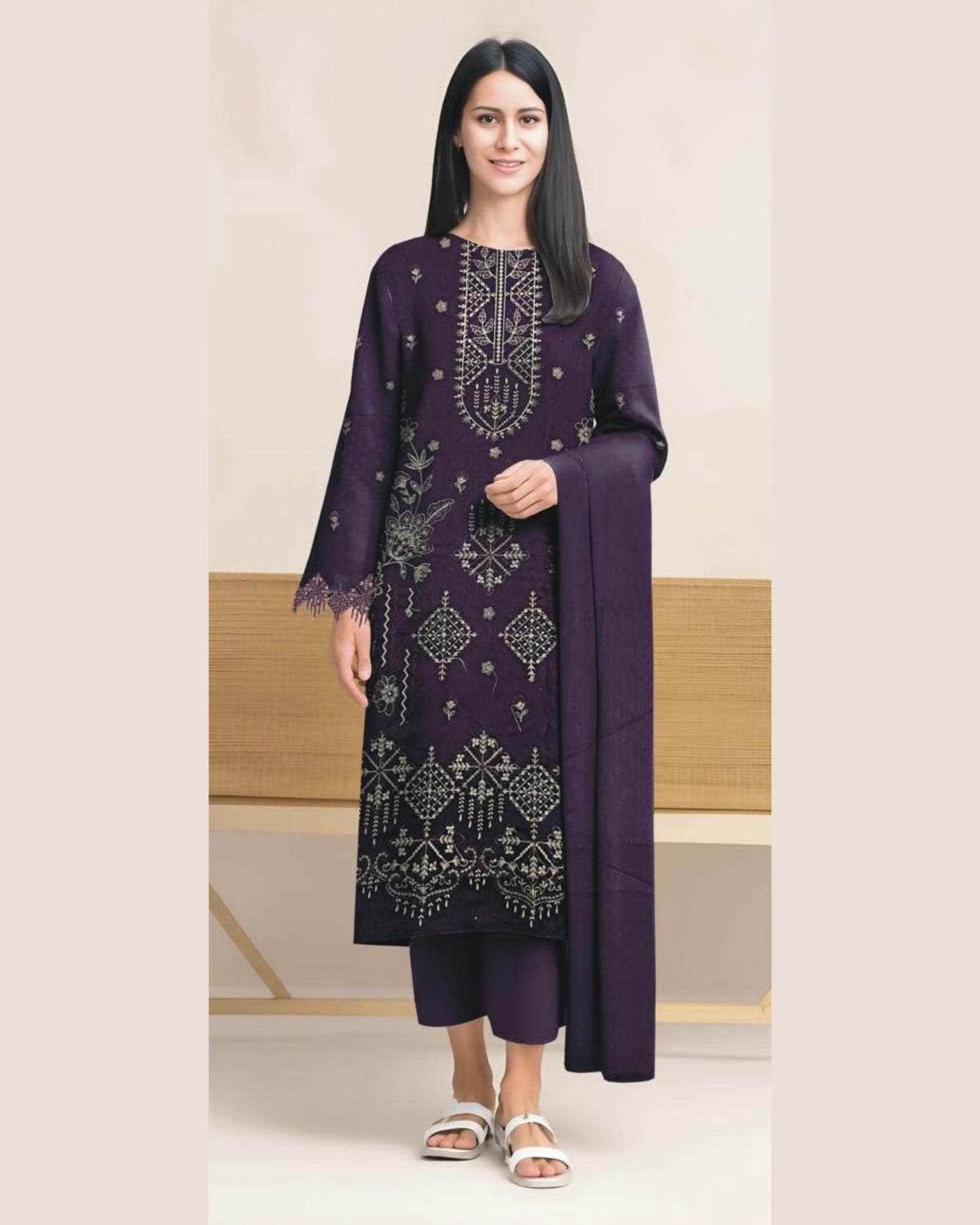 MIRAAL VOL#1 DHANAK UNSTITCHED EMB 3PC