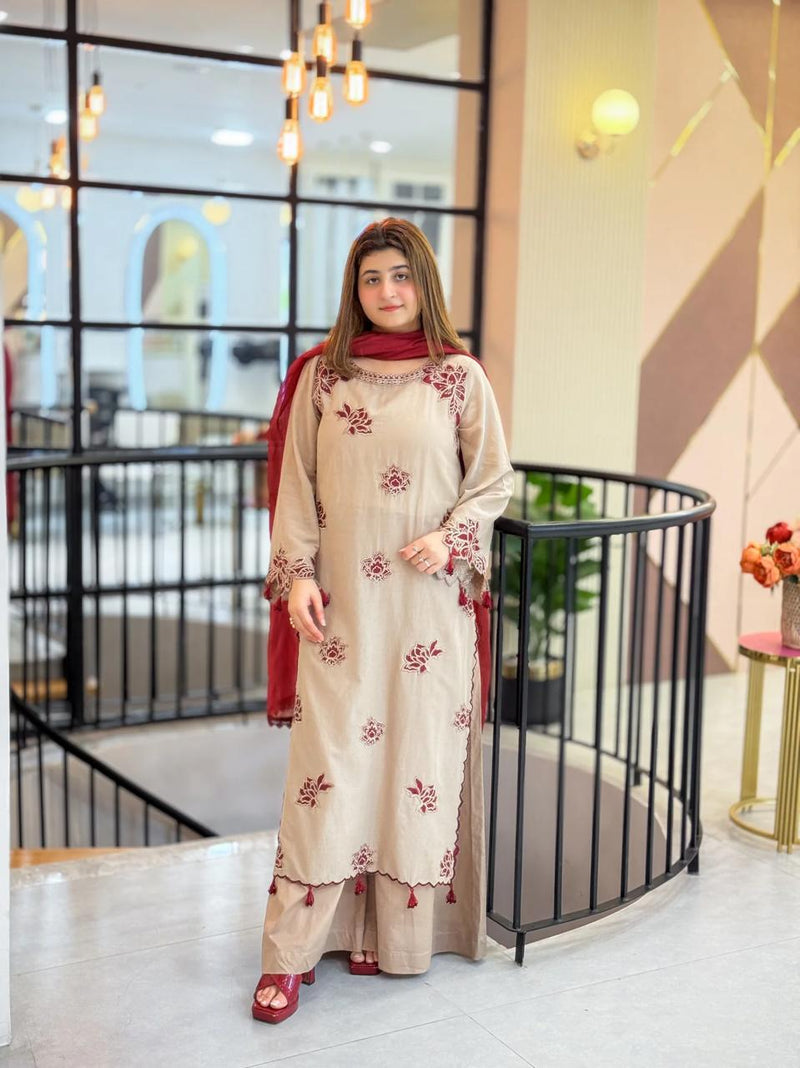 UMZAY DHANAK LUXURY UNSTITCHED EMB 3PC