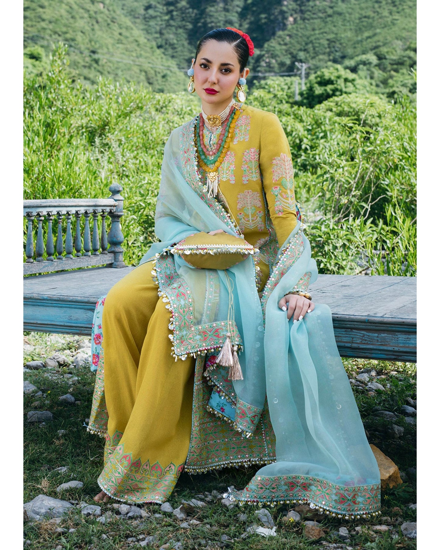 HUSNAIN REHAR KARANDI UNSTICHED EMB 3PC - City Cloth House