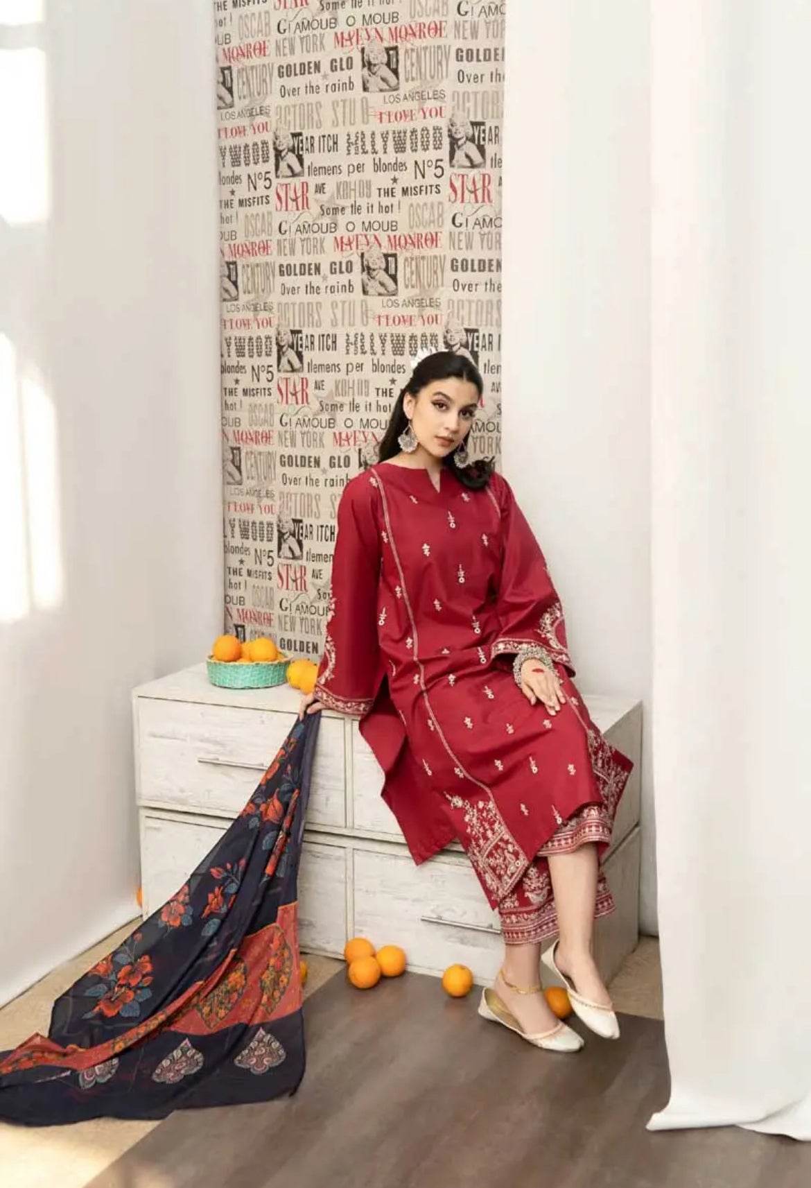 URGE LAWN LUXURY UNSTICH EMB 3PC - City Cloth House