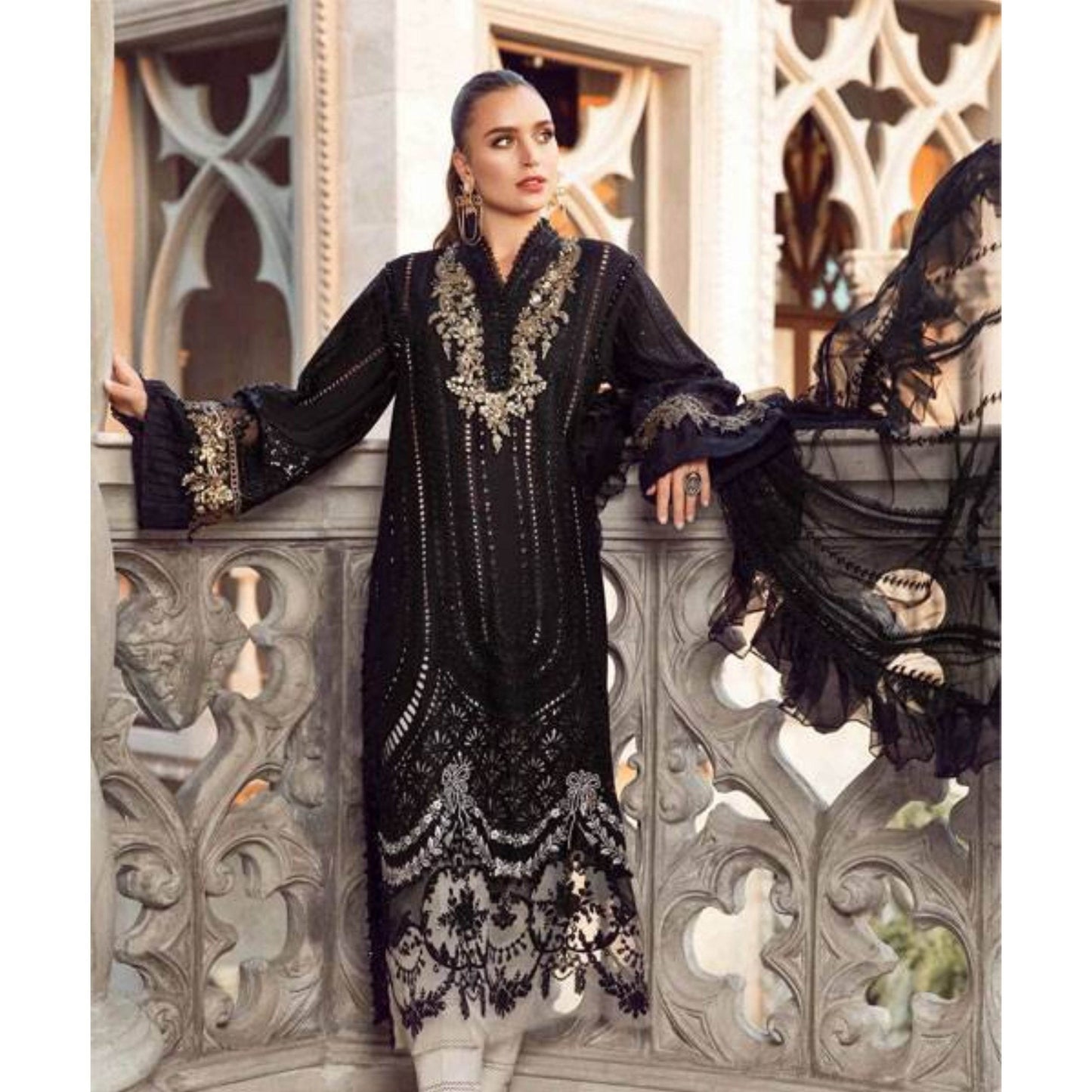 MARIA.B LAWN UNSTITCHED EMB 3PC - City Cloth House