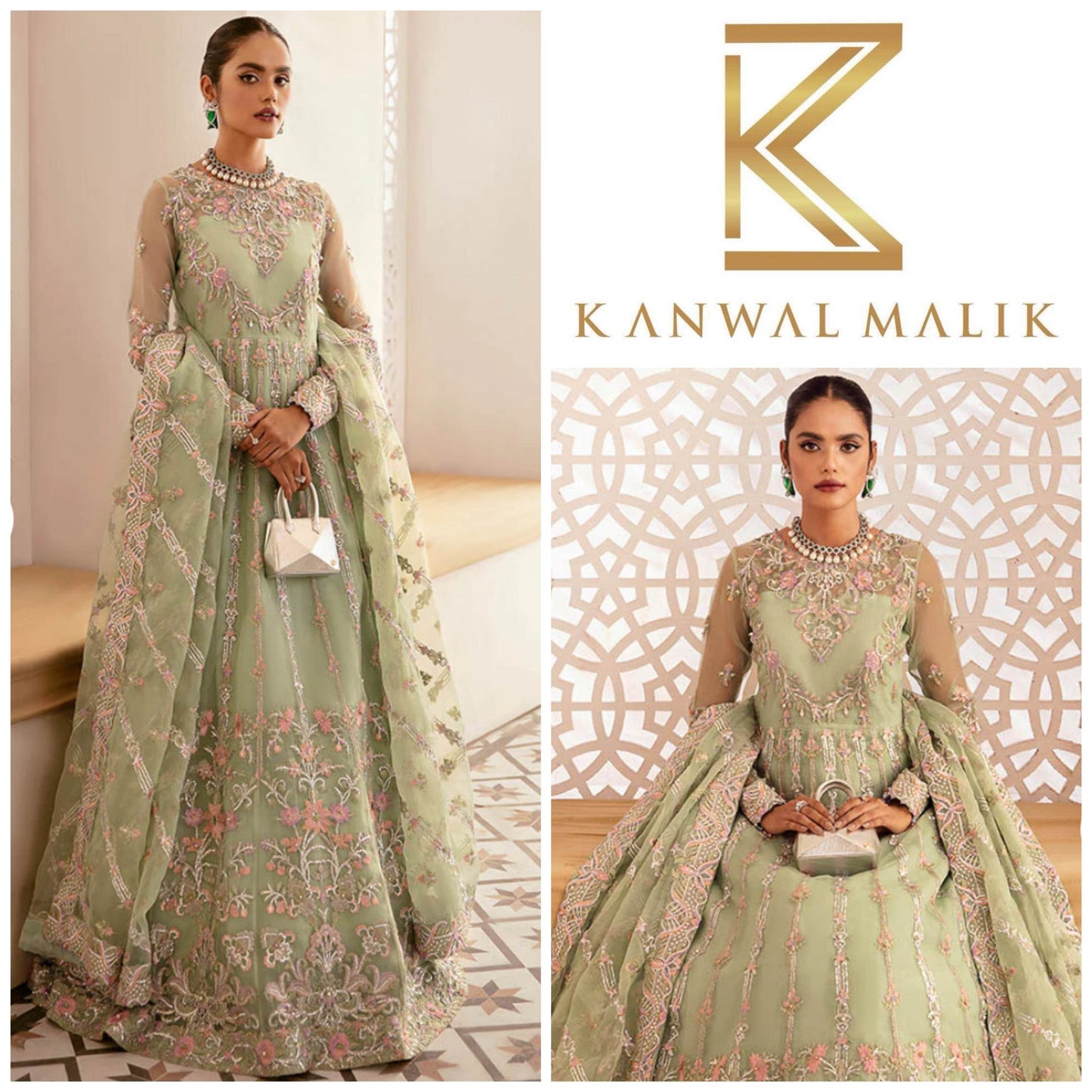 KANWAL MALIK ORGANZA UNSTITCHED EMB MAXI - City Cloth House