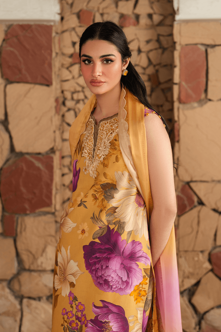 BAROQUE LAWN PRINTED UNSTICH 3PC - City Cloth House