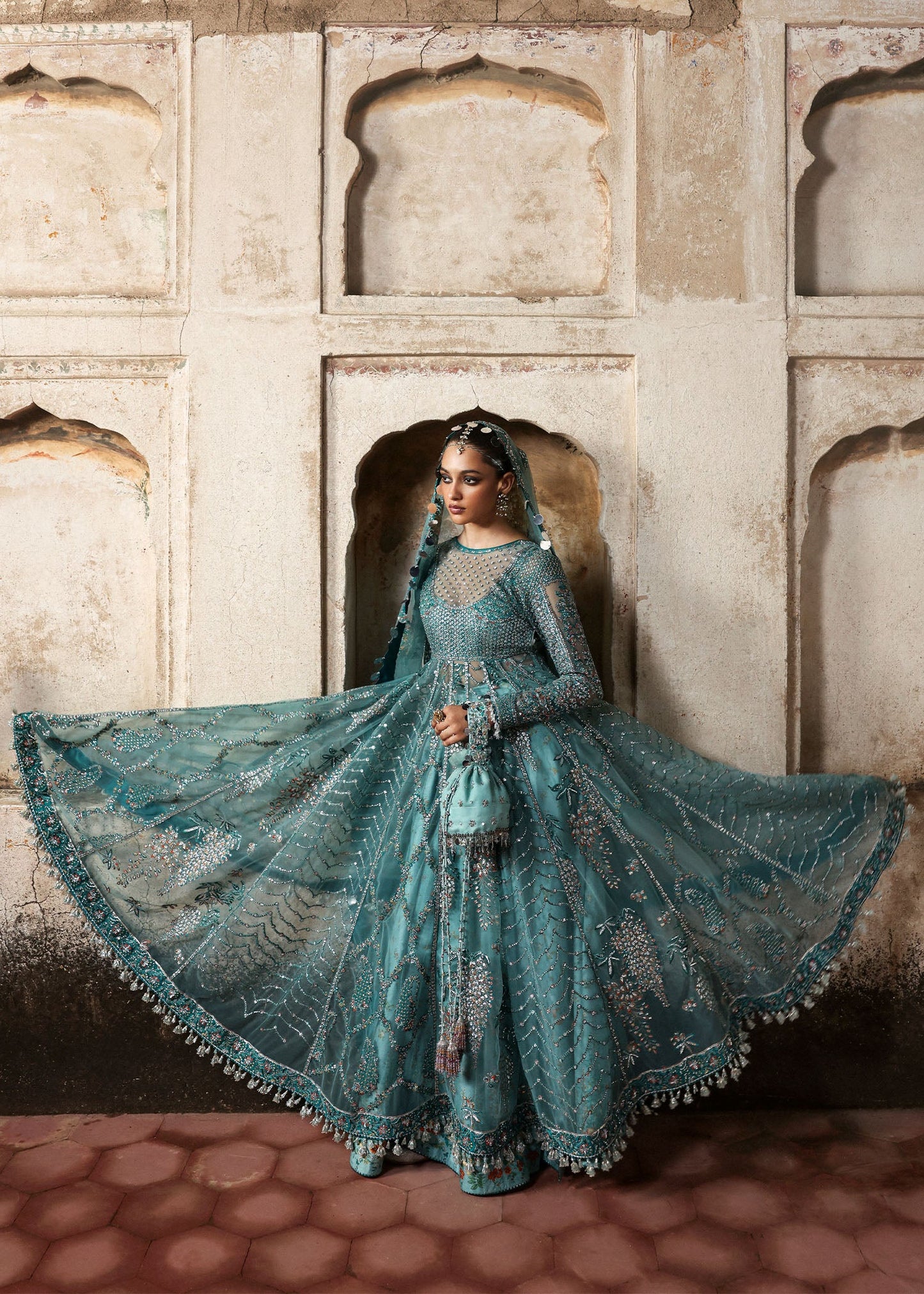 HUSSAIN REHAR ORGANZA UNSTITCHED EMB NAGMA MAXI