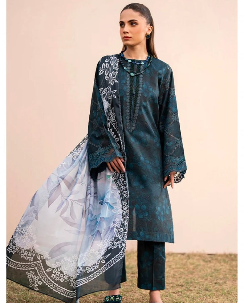 BAROQUE DHANAK PRINTED UNSTICHED 3PC
