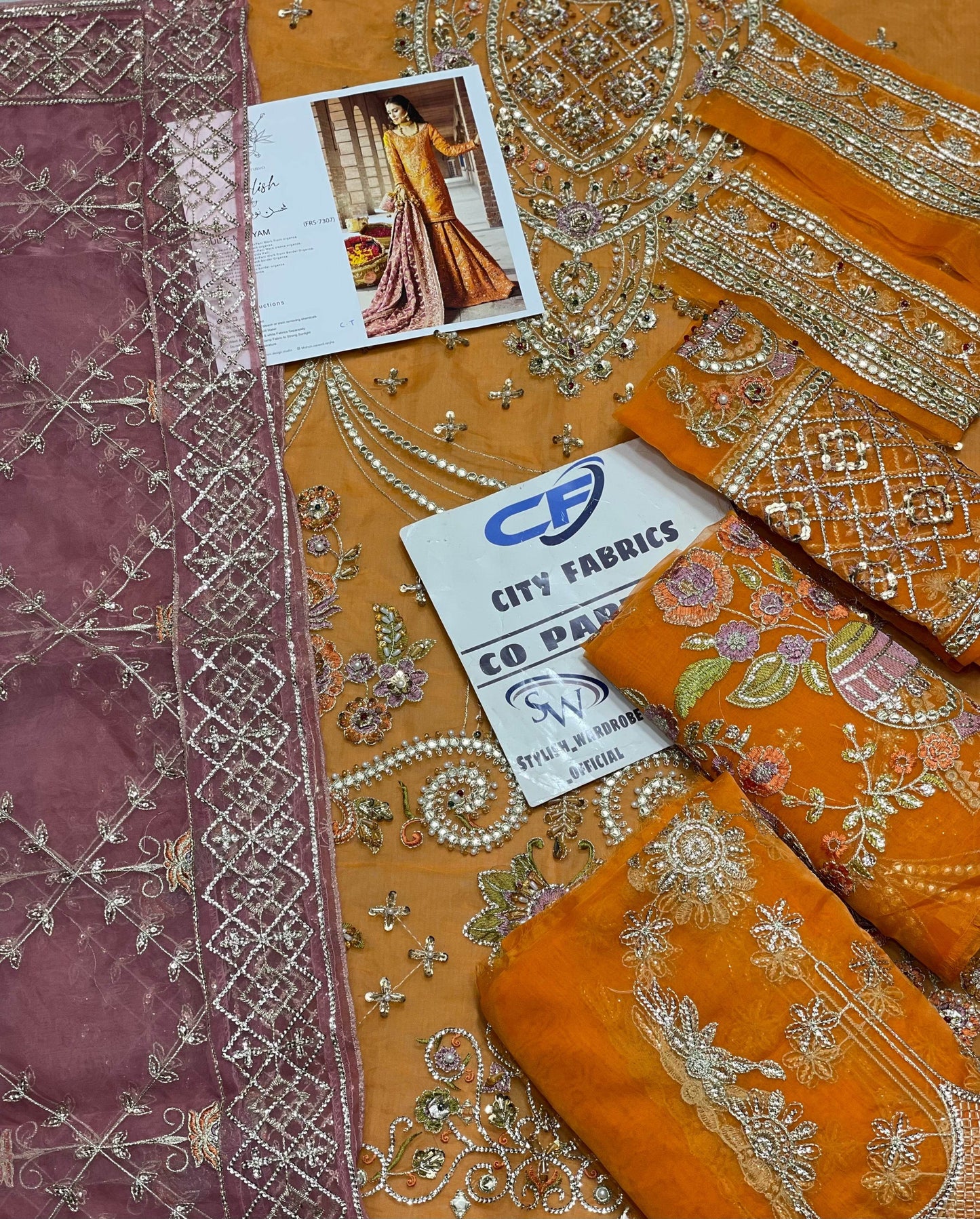 MNR ORGANZA UNSTITCHED EMB SUIT - City Cloth House