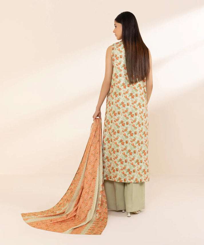 SAPPHIRE DHANAK PRINTED UNSTICHED 3PC