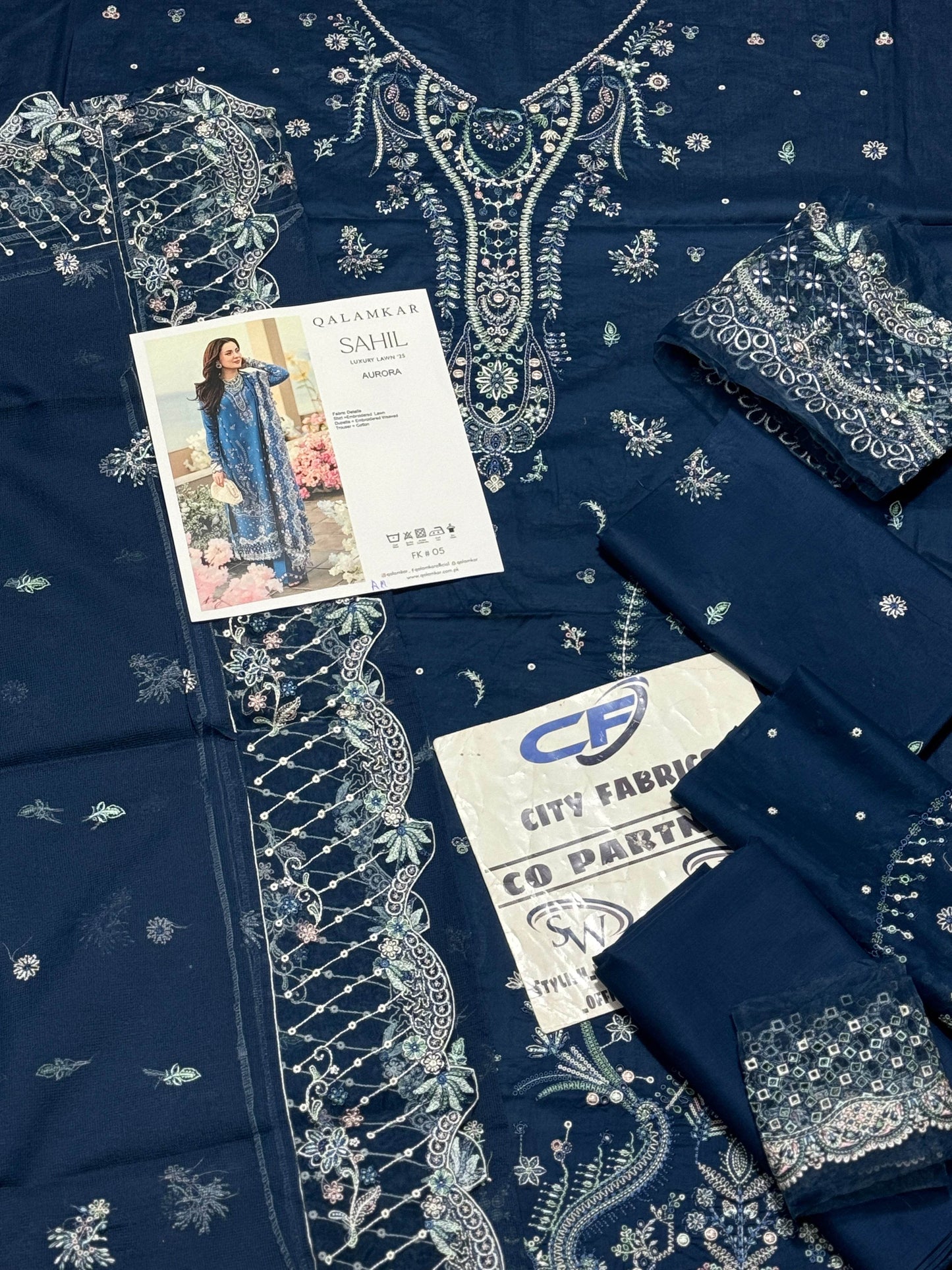 QALAMKAR LAWN UNSTITCHED EMB 3PC - City Cloth House