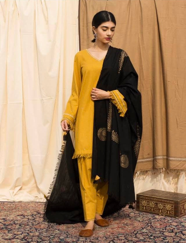 ASLING DHANAK UNSTITCHED EMB 3PC