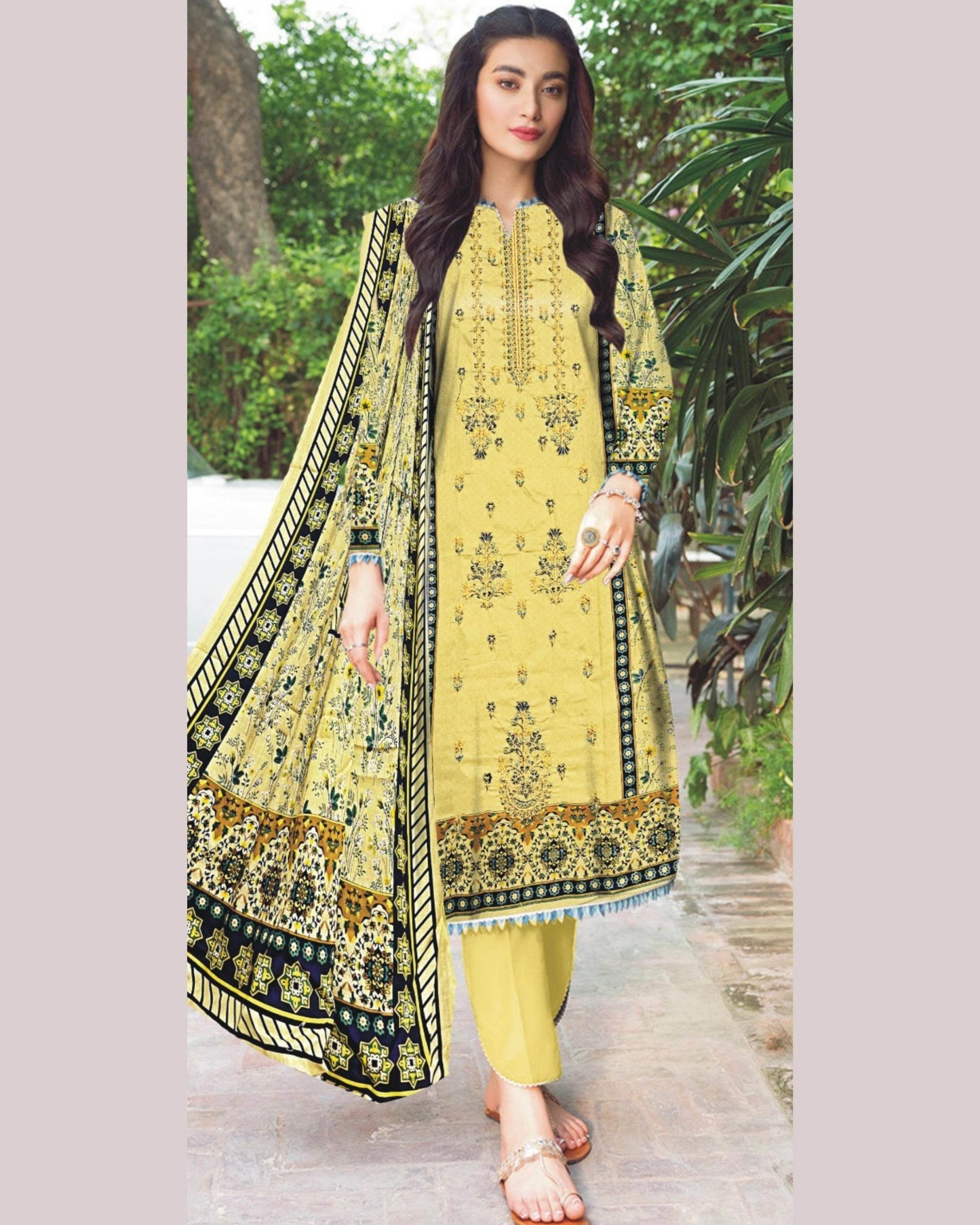 MIRAAL LAWN UNSTITCHED EMB 3PC - City Cloth House