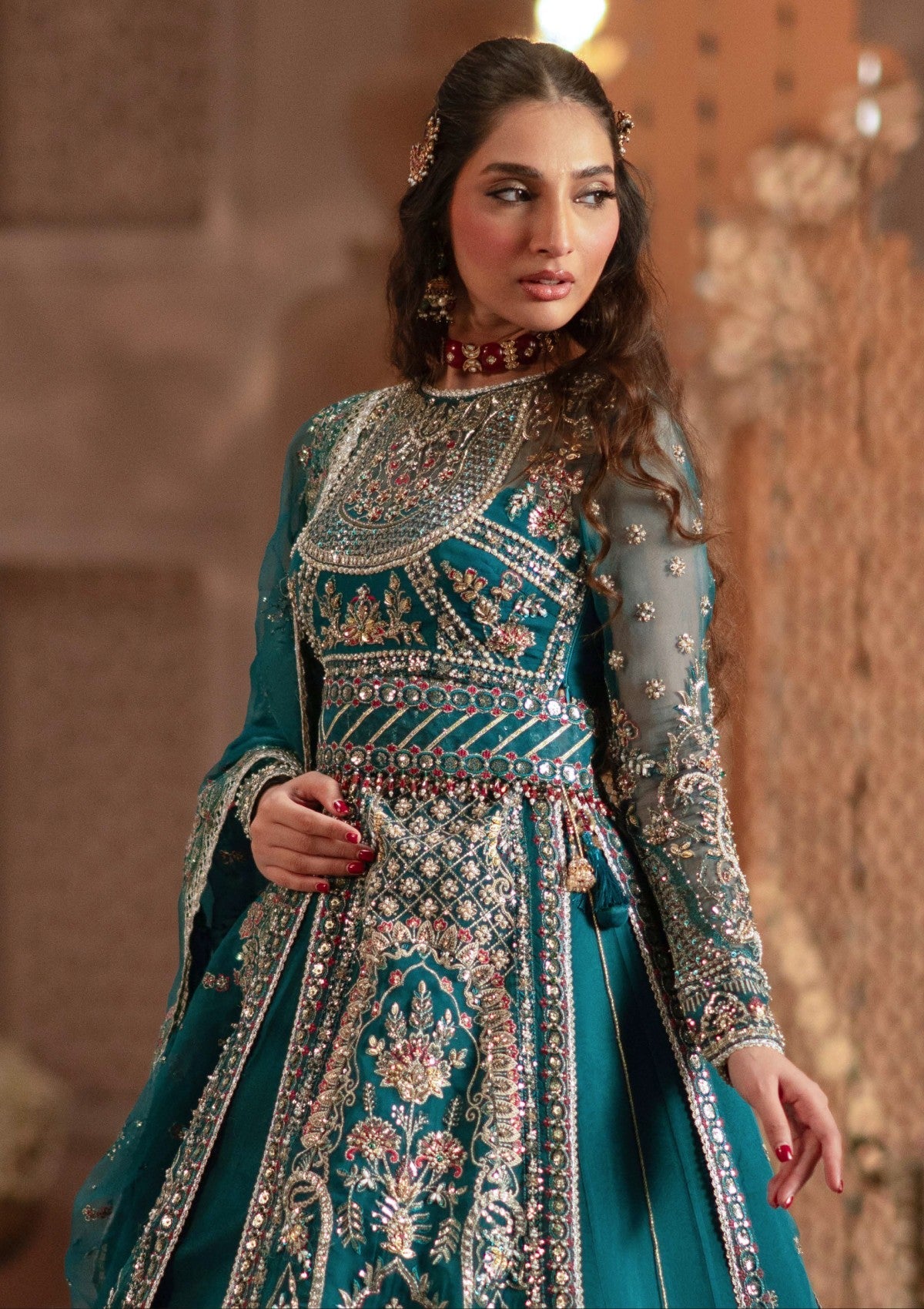 ZEVK BY BUSHRA ORGANZA UNSTITCHED EMB MAXI