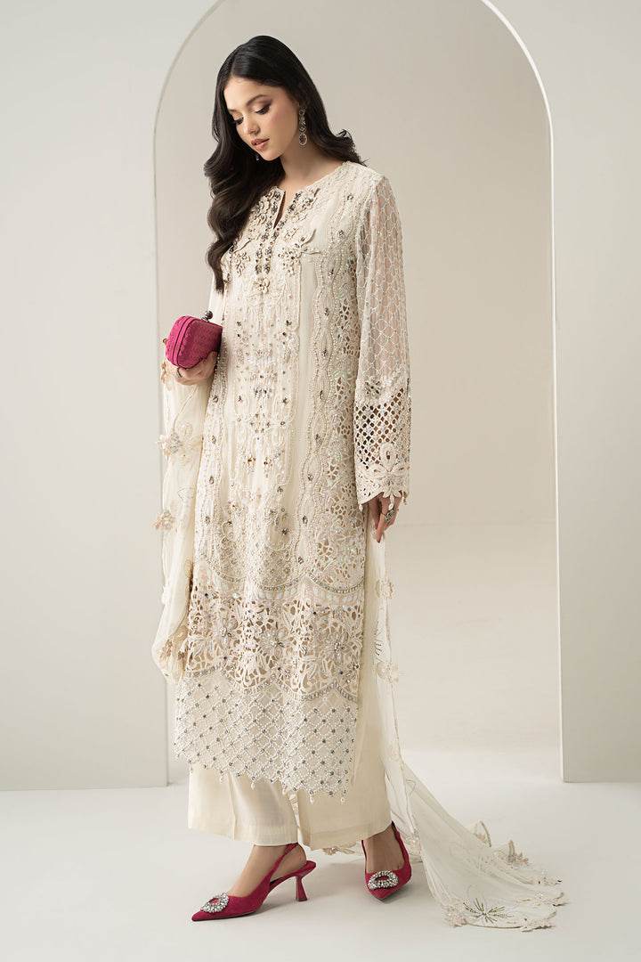 MARIA.B CHIFFON UNSTITCHED EMB SUIT (BDS-30-D7) - City Cloth House